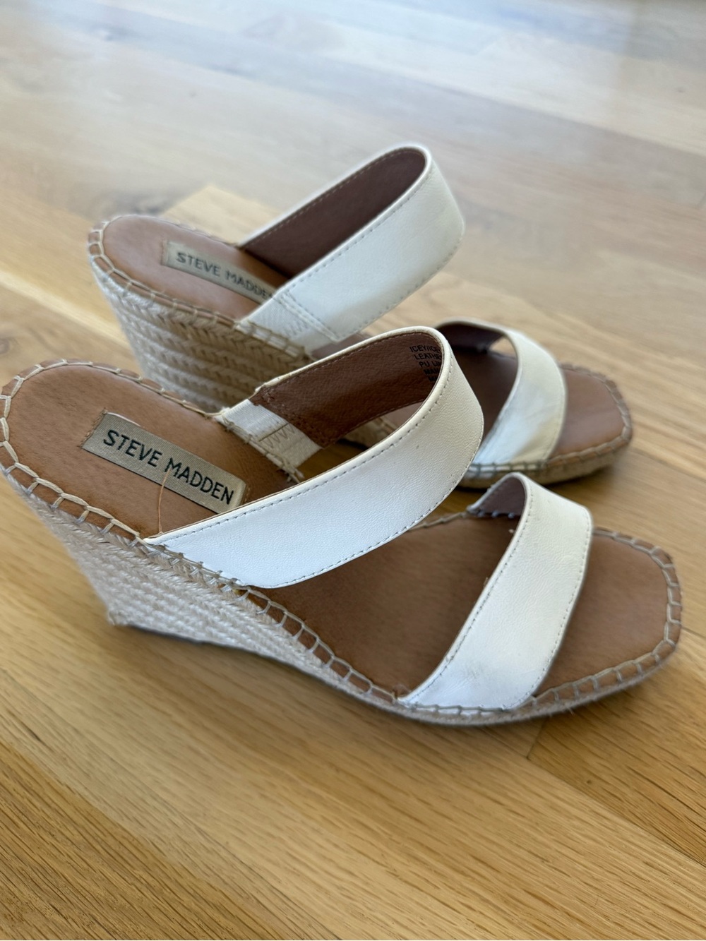Steve Madden White Double-Strap Espadrille Wedge Sandals